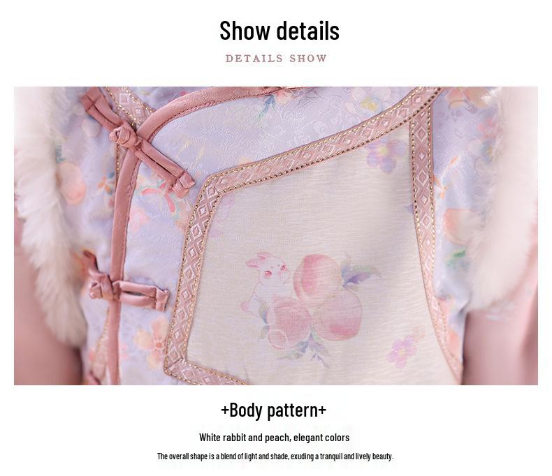 Pink Qing Dynasty Gege Costume for Girls: Autumn/Winter Thickened Baby Hanfu, Chinese Style Tang Suit, Manchu Ethnic Clothing.