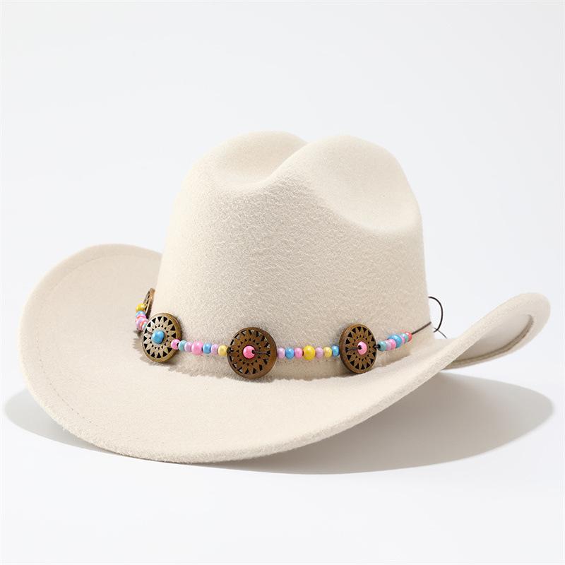 Vintage Western Cowboy Hat Ethnic Curled Top Hat Jazz Hat Travel Vacation Sun Hat Men and Women