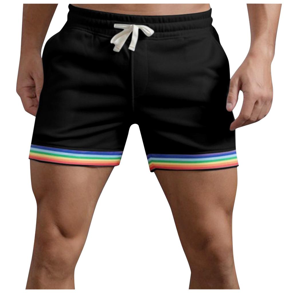 Stylish Men's Swim Shorts with Rainbow Hem, Quick-Dry Fabric, for Beach, Pool, Gym Model LZF250300, Sizes S-XXL