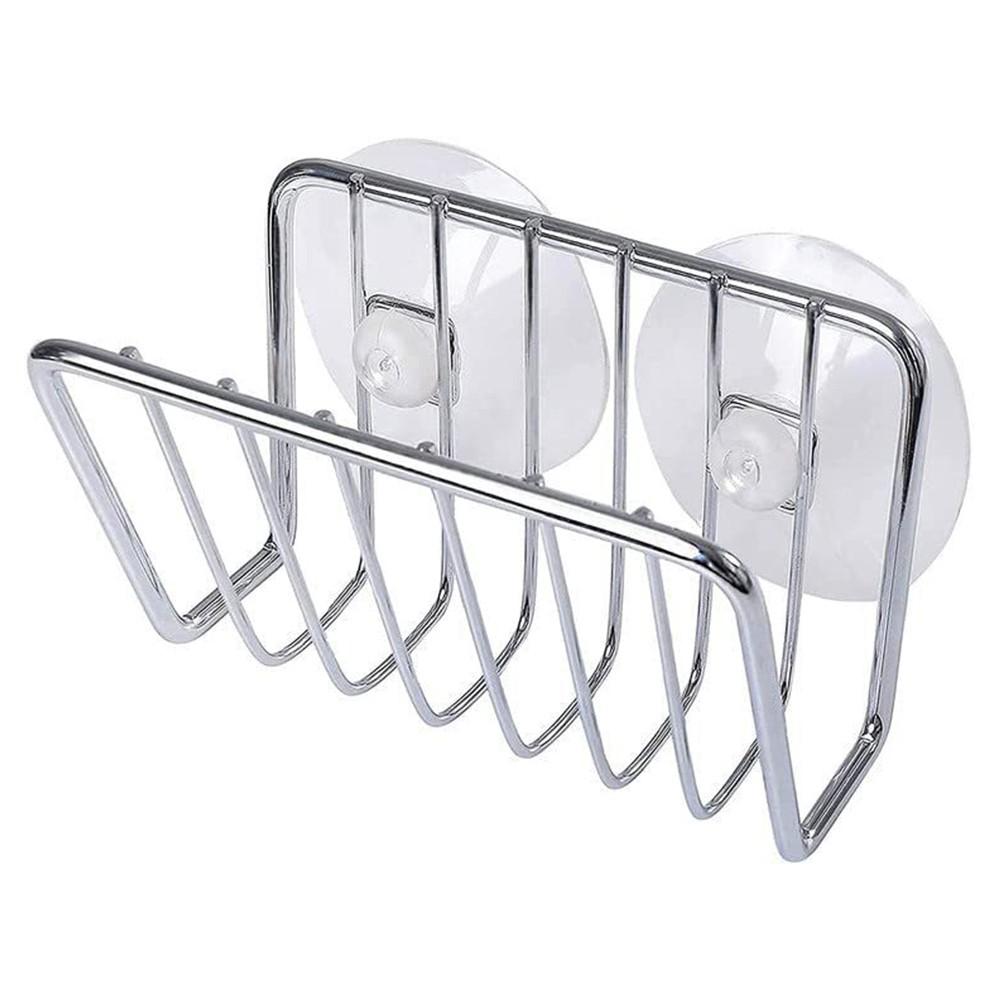 Versatile Metal Sink Sponge Holder Draining Basket Kitchen Rack with Suction Cup