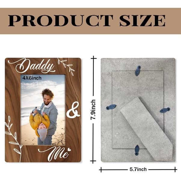 Daddy Gift from Daughter Son, Daddy & Me Photo Frame, Holds 4 x 6 Inch Photo, Farmhouse Wooden Picture Frame Gifts, Dad Birthday Gifts Idea, Father's