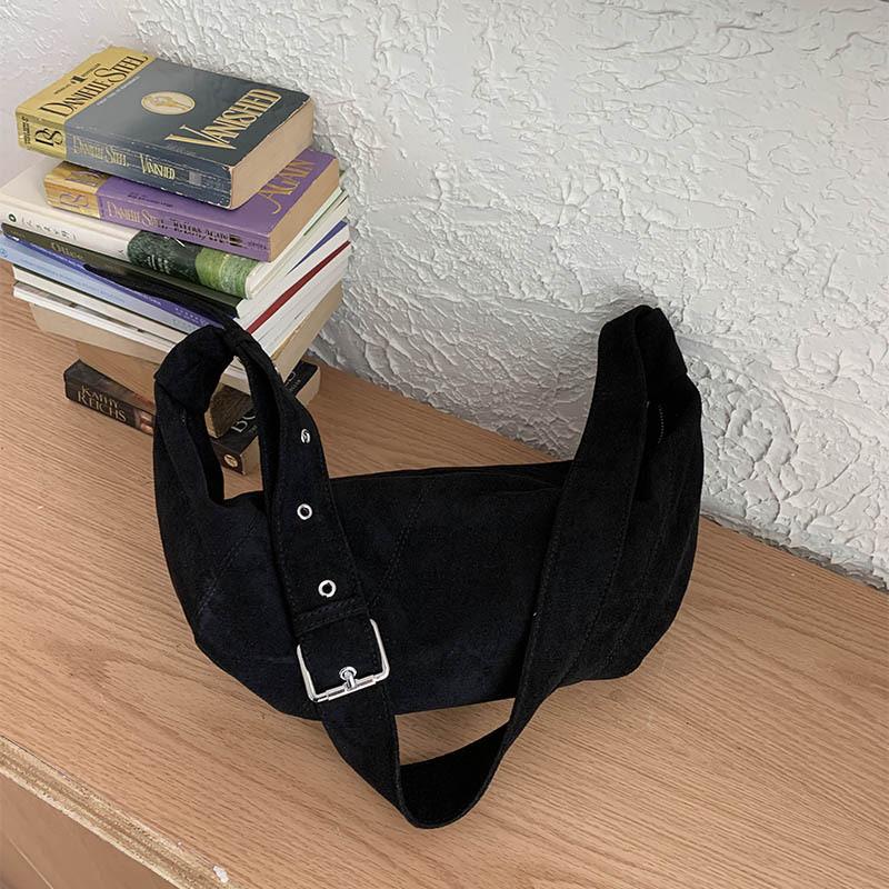 IELGY Ladies Messenger Bag Autumn Winter Retro Suede Casual All-Match Croissant