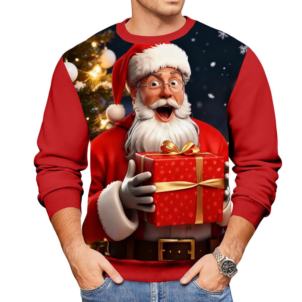 Christmas Print Loose Men's Hoodie
