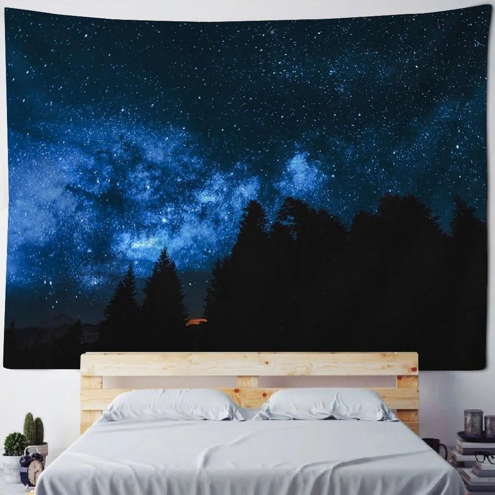 Night Forest Starry Sky Pattern Tapestry Bedroom Living Room Tapestry Home Wall Decoration Tapestry
