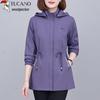 Woodpecker Women's Mid-Length Hooded Windbreaker Jacket