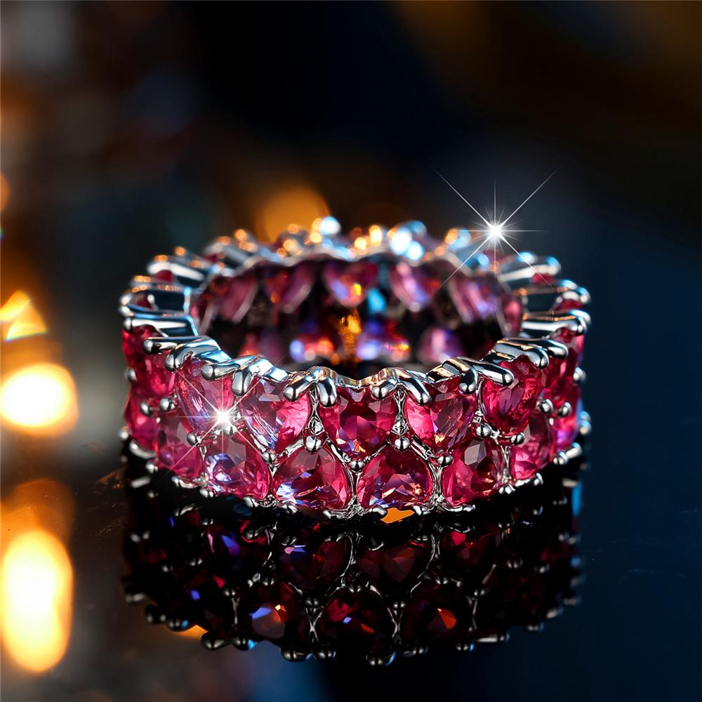 

Кристалл Женский розовый красный циркон камень сердце обручальные кольца для женщин цветные обручальные кольца ювелирные изделия вечеринка подарки 9