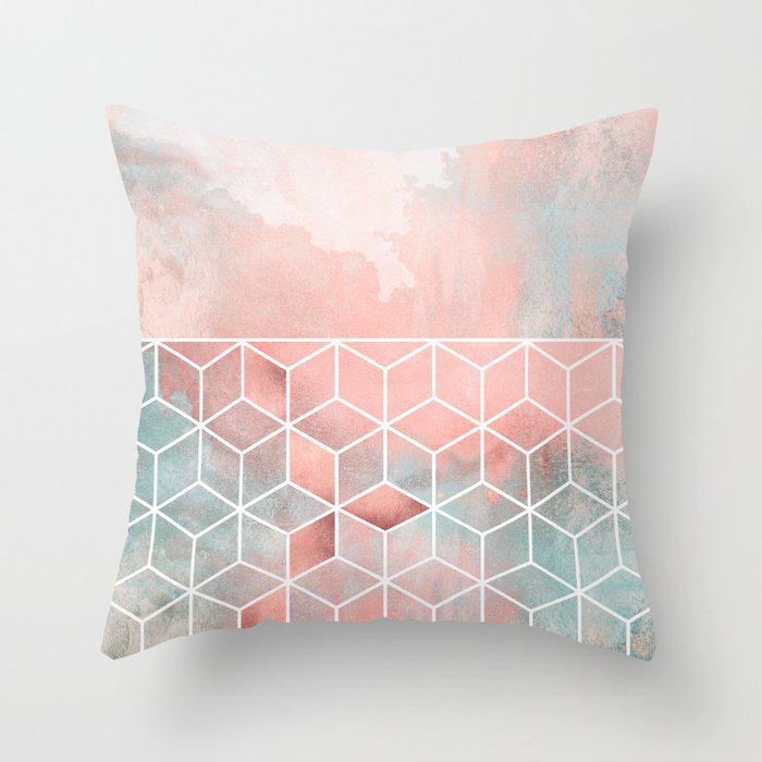

20 Новая розовая мраморная геометрическая наволочка Мраморный бархат Чехол на подушку для дивана 45*45cm