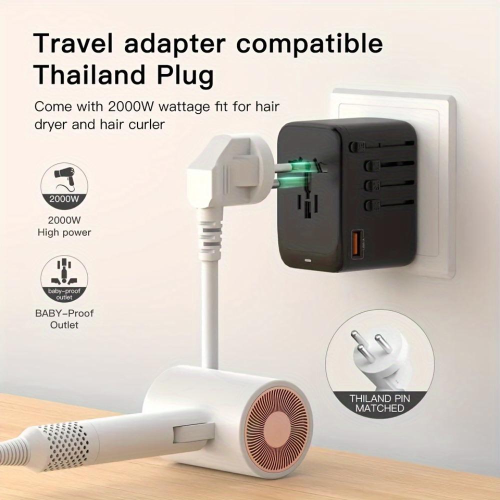 Travel Adapter, 65W Universal Travel Charger for iPhone, Laptop, Type A/C/G/I (US/UK/European Union/Australia)
