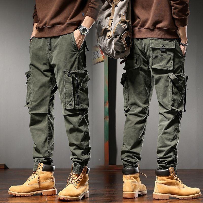Spring Overalls Pants Men's Straight-leg Functional Outdoor Casual Pants Men's Drawstring Trousers Men