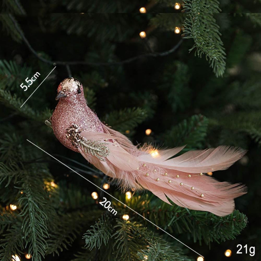 

Artificial Christmas Birds Ornament Foam Bird Pendant Colorful Decorative props Christmas 1Pc-L-Pink