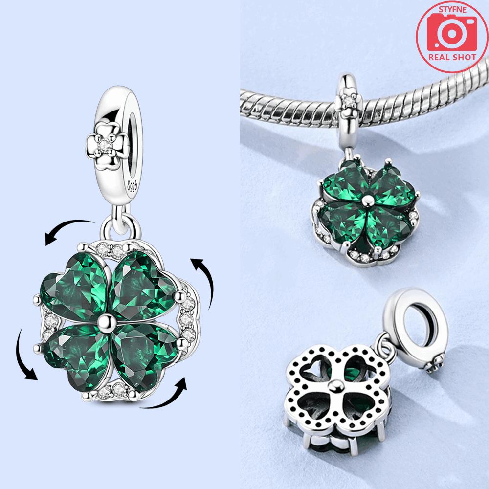 Silver S925 Lucky Charms Colorful Four-leaf Clover Horseshoe Beads Fit Original Bracelets for Women Party Fine Gifts DIY
