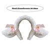 Hair Hoop Sheep Ear Design Plush Headband Bowknot Bell Decor White Hairband Makeup Washing Accessory