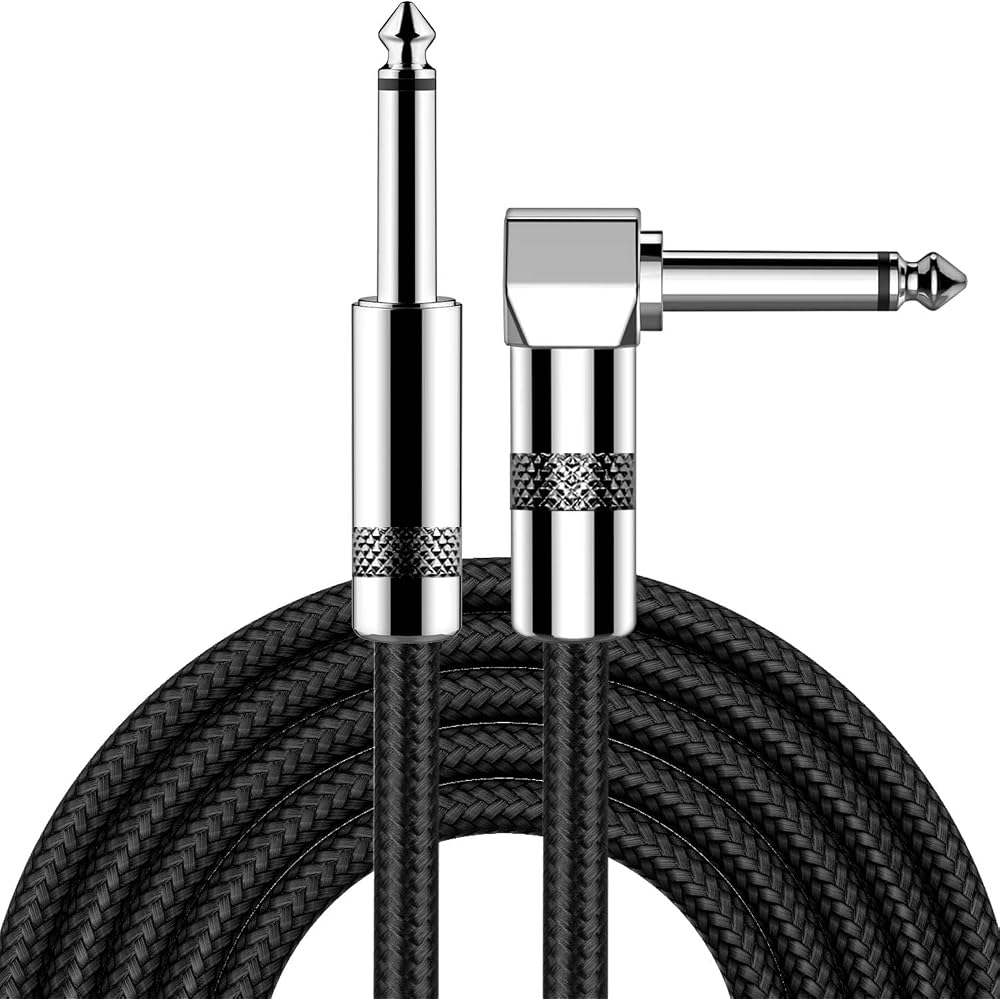 Feych Guitar Cable 1m S-L Plug High Durability Nylon Instrument Shield for Bass Keyboard Amp Drum