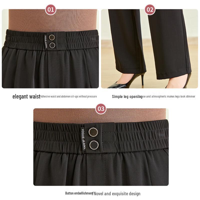 Women's Mid-Aged Summer Wide-Leg Casual Pants