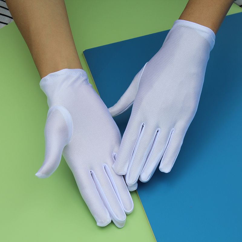 

Женские белые перчатки Защита от солнца Тонкие Эластичные Дышащие Танцевальный этикет Ювелирный магазин Вэньвань Спандекс Чисто черные и белые Весна, Лето и Осень 3 pairs of female White One size