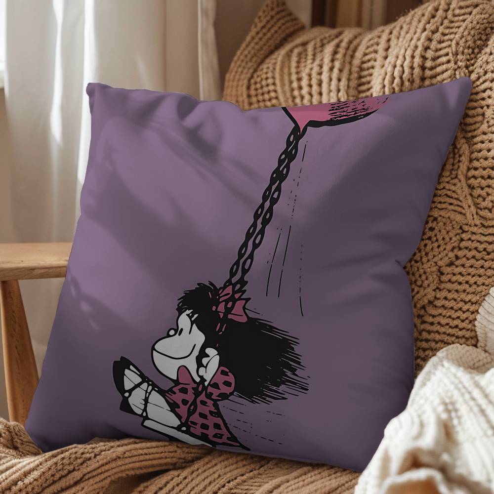 cartoon Manolito Art Mafalda Felipe Pillow Case Antidustmite Pillowcase Invisible zipper silky short plush Sofa cushion cover