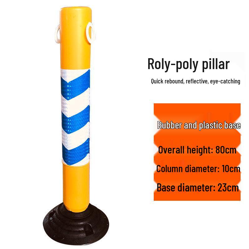 80cm Reflective Tumbler Warning Post - Removable Road Barrier Guardrail & Anti-collision Post