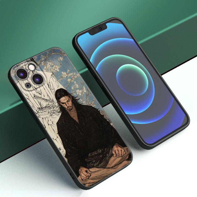 Vagabond Manga Pouzdro na telefon pro Apple iPhone 12 13 Mini 11 14 15 Pro Max 7 8 Plus X XR XS SE 2020 2022 Černé silikonové pouzdro