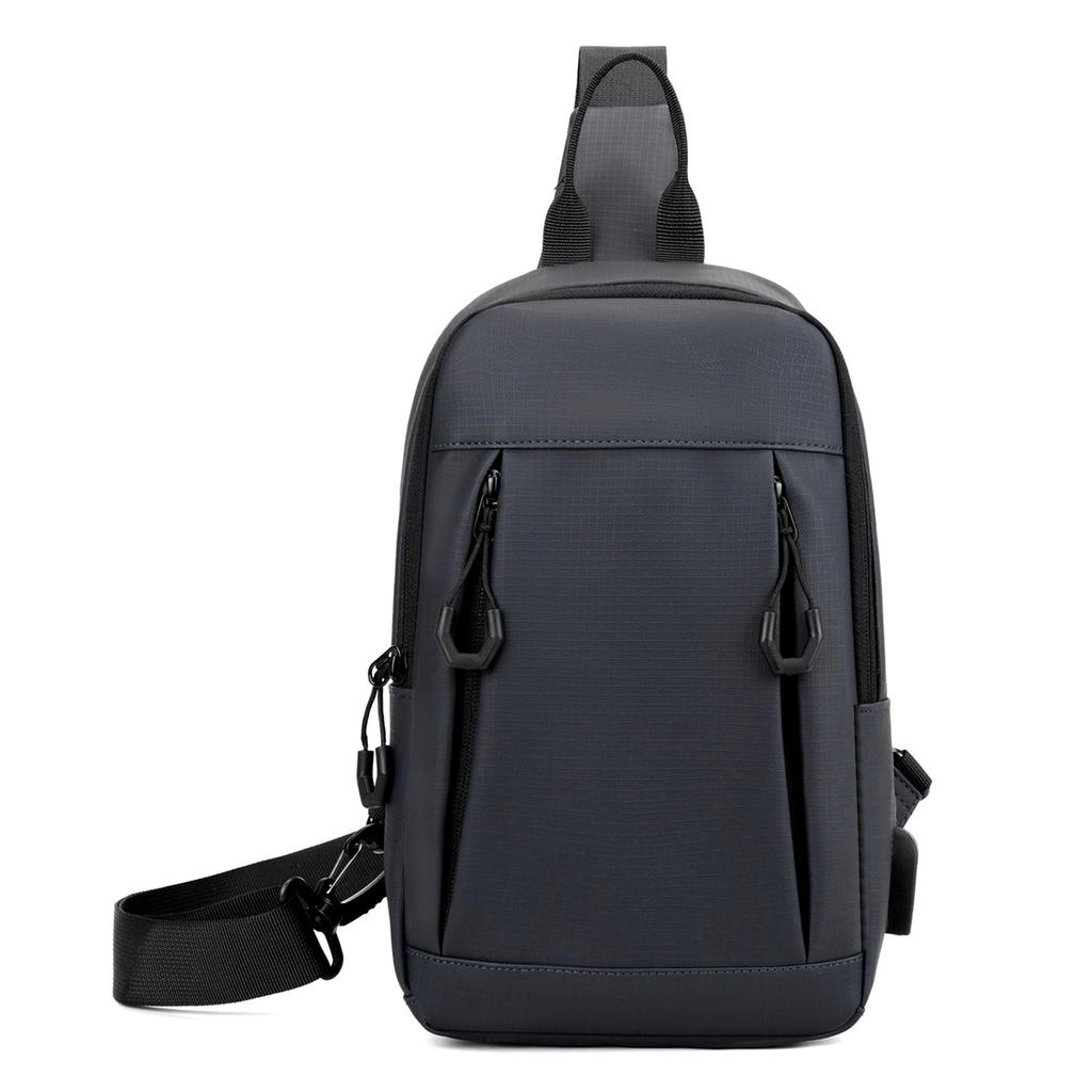 Leather Film Chest Bag Men's Backpack USB Charging Backpack Multifunctional Backpack Trend Shoulder Bag Oblique Span Chest Bag