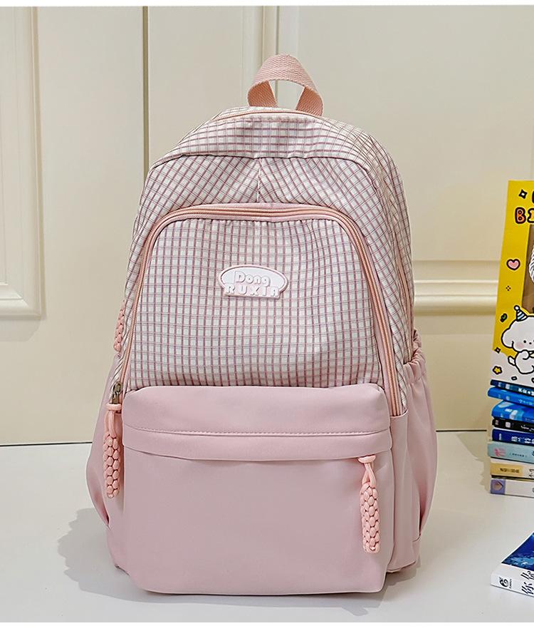 Schoolbag Sweet Japanese Literary Plaid Backpack Korean Version Middle and High School Student Computer School Bag Casual Lightweight Versatile