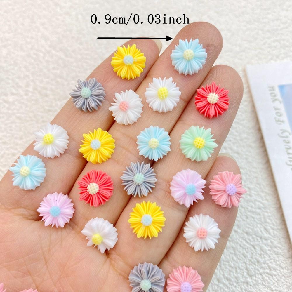 100Pcs New Cute Resin 9mm Colorful Chrysanthemums Series Flat Back Fit Phone Deco Parts Embellishments for Hair Bows Accessories
