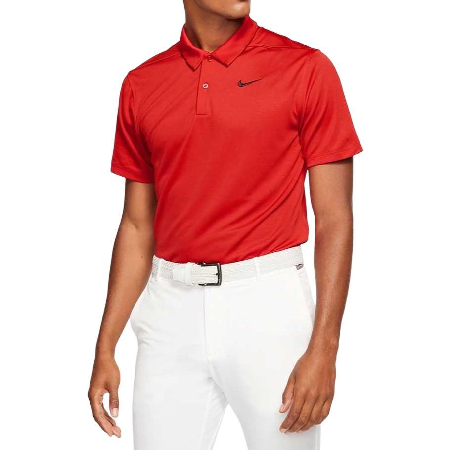 Nike Polo de Manga Curta Respirável com Absorção de Suor Dri-Fit para Golfe Masculino Vermelho AJ5480-657
