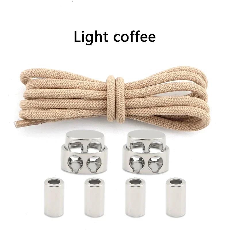 1Pair Lock Shoe laces Without ties Metal Buckle Laces Round Elastic Laces Sneakers Kids Adult No Tie Shoelaces Shoes Accessories