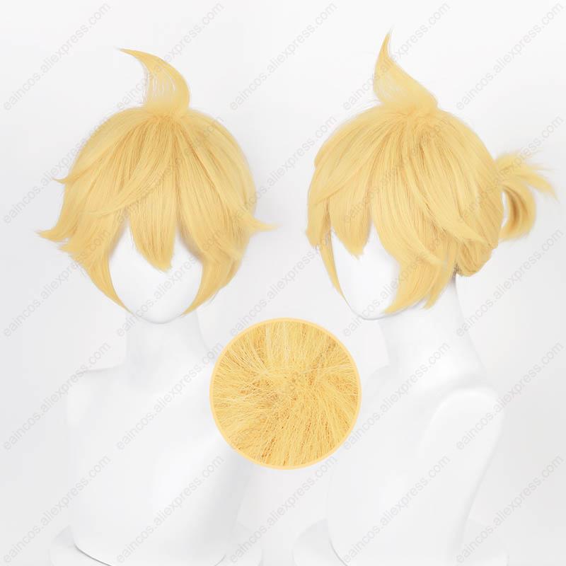 Anime Rin Len Cosplay Wig 32cm/30cm Short Light Yellow Wigs Heat Resistant Synthetic Wigs