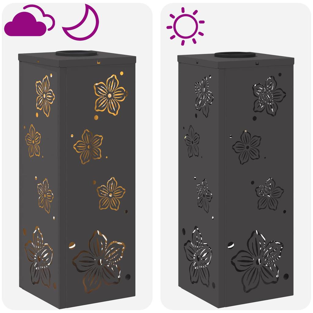 Solar LED Path Light 2 Pcs Black Cold Rolled Steel