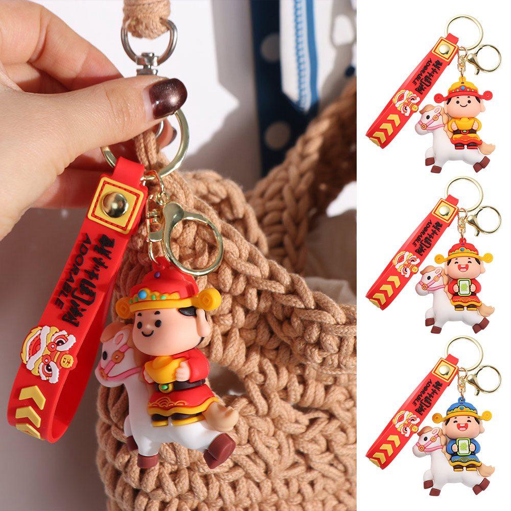 Little God of Wealth Cartoon Horse Bag Pendant Cute New Year Keyring Festive Decor