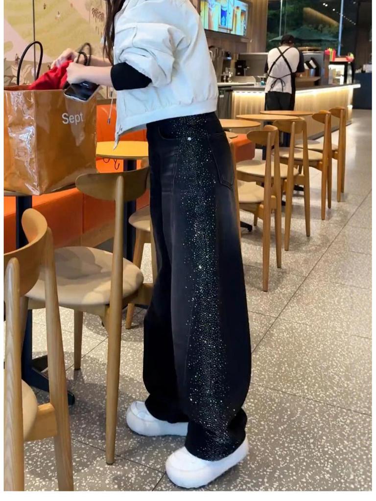 Women's 2026 Wide-Leg Denim Pants: Curved Knife Design, Spring Collection, Plus Size, Ideal for Pear-Shaped Body