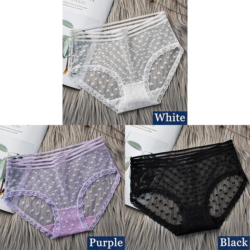 3pcs Sexy Lace Transparent Panties for Women Underwear Fashion Panty Lingerie Breathable Hollow Out Briefs Female Underwear
