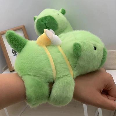Kawaii Capybara With Banana Slap Snap Wrap Bracelet Fluffty Stuffed Animal Doll Clap Circle Toys Hand Ring Birthday Gift
