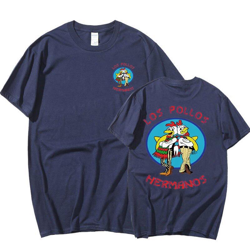 Camisetas de Série TV Breaking Bad Los Pollos Hermanos Estampa Dupla Divertidas Irmãos Frango Masculina Feminina Streetwear