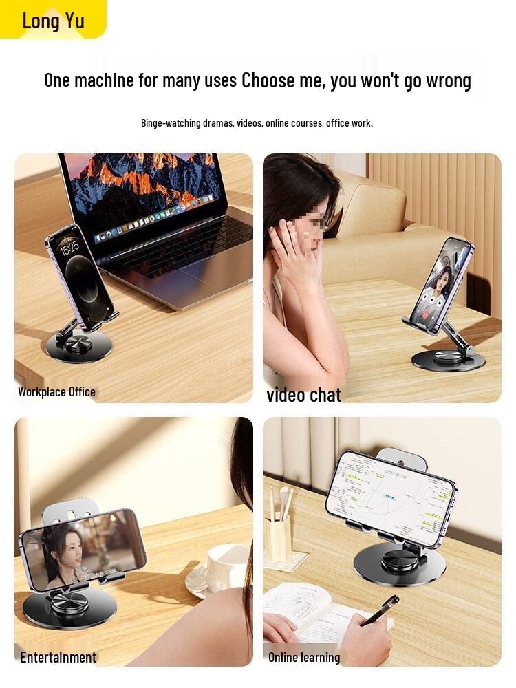 All-Metal 360° Rotating Phone & Tablet Stand for Desktop Streaming