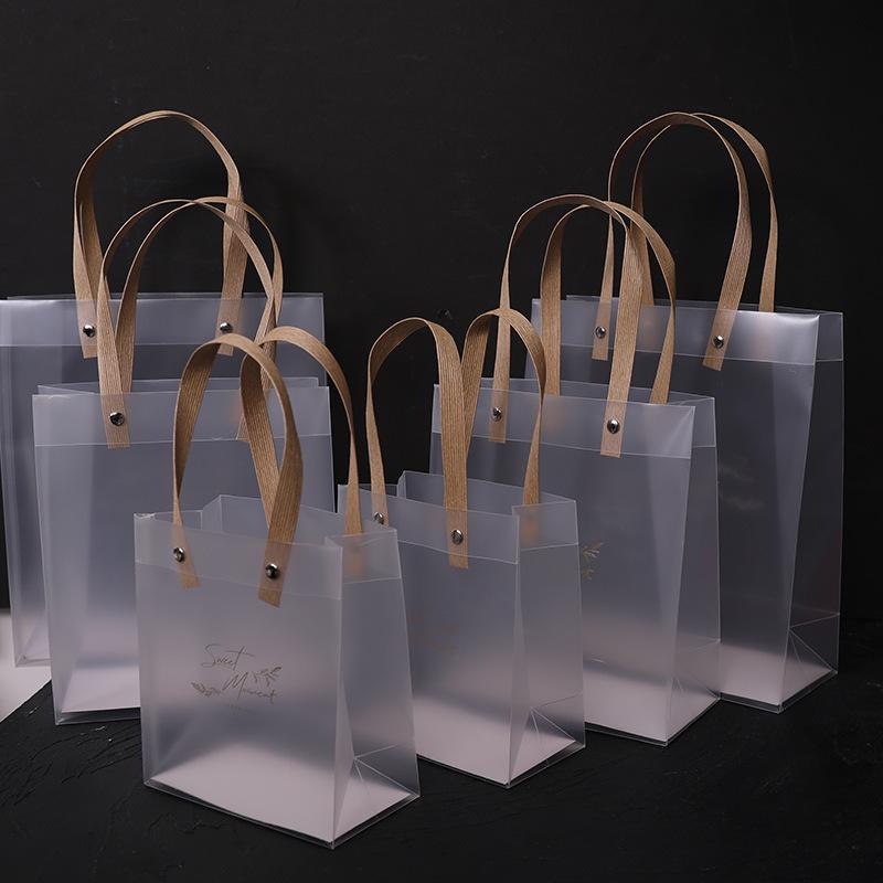 Frosted Transparent PVC Tote Bag - Waterproof Cosmetic Gift Packaging