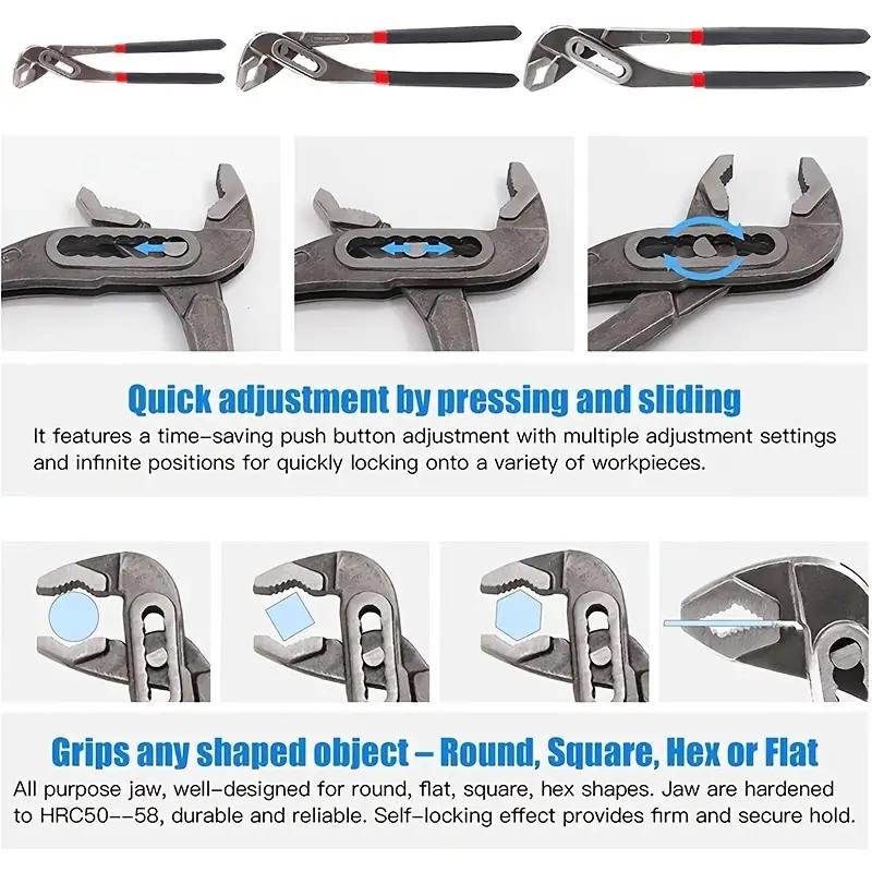 Clește reglabil pentru țevi de apă de 8/10/12 inci Clește pentru baie cu deschidere mare Clește multifuncțional Instrument de reparare manuală cu eliberare rapidă