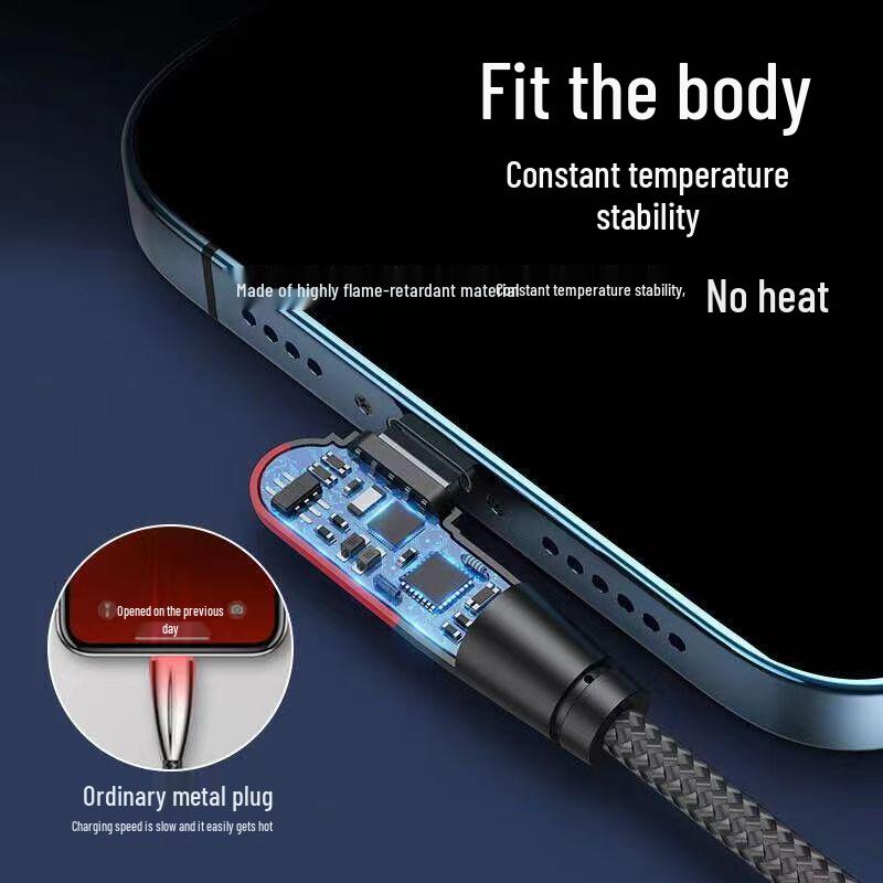 120W Schnellladekabel 6A Geflochtenes rechtwinkliges Typ-C-Kabel für Huawei