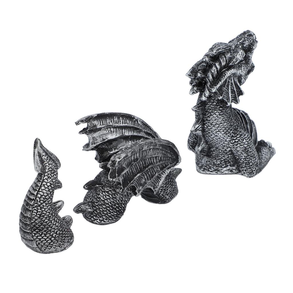 Dragon Statue 3 Part Waterproof Resin Lifelike Decorative Dragon Sculpture Ornament for Desk Fish