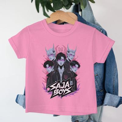 Niedliches Cartoon Saja Jungen T-Shirt für Jungen Mädchen Kpop Dämonenjäger T-Shirt Sommer Kurzarm Rundhals Tops Kinderkleidung