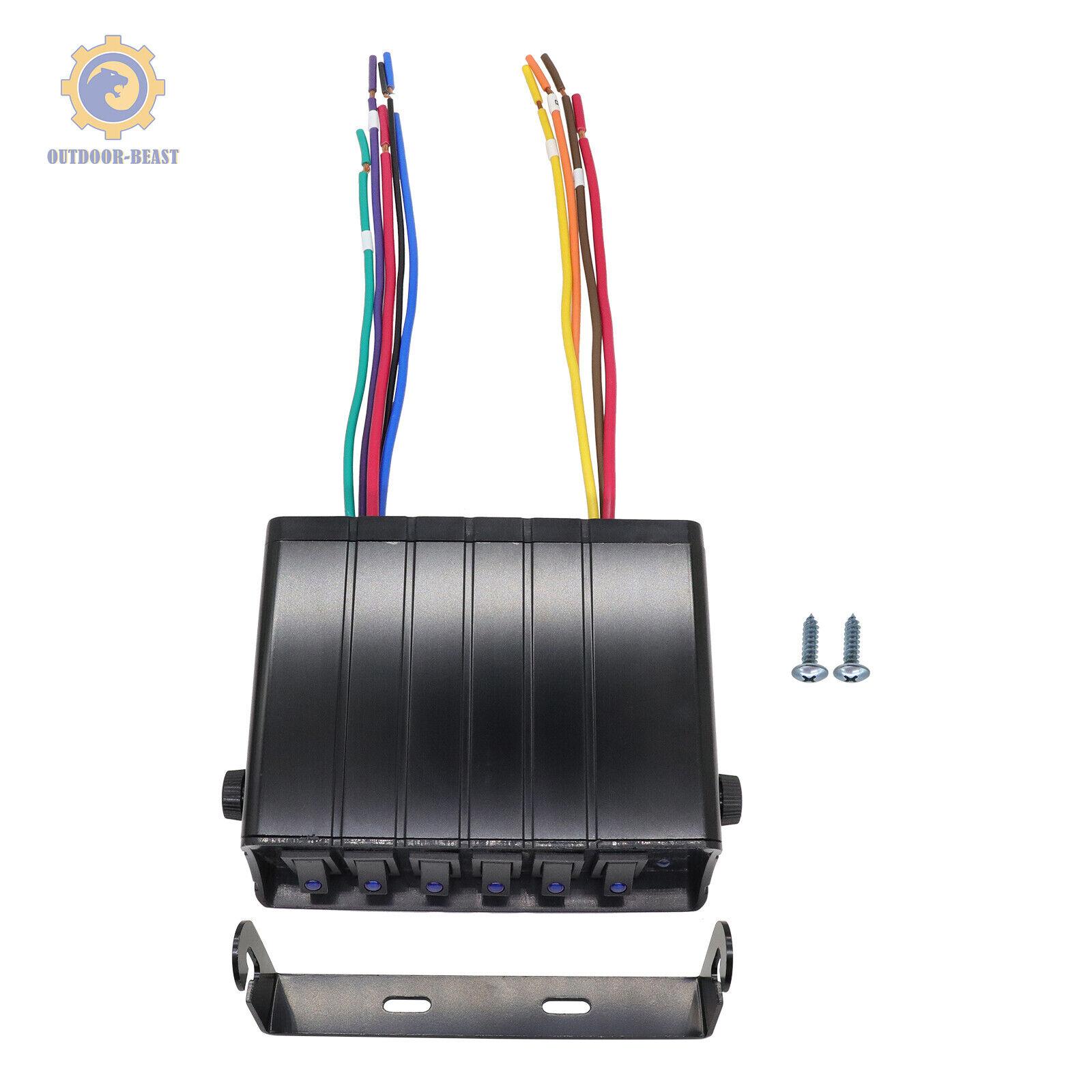 For Jeep Auto Car Truck 6 Gang 12V DC 40A On/Off Rocker Switch Panel Control Box