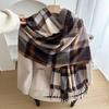Contrasting color plaid scarf women's winter atmosphere thickened and kept warm imitation cashmere shawl versatile new model