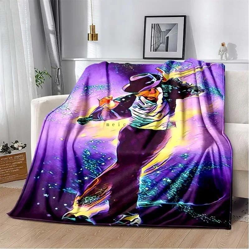 Custom Pop Music Michael J-Jackson Printed Flannel Blanket , Warm Soft Cozy Blanket Flannel Livingroom Home Decor Birthday Gi
