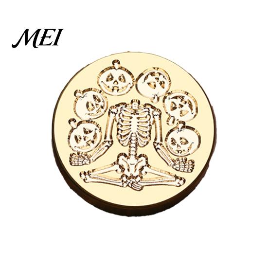 Ghost Wax Stamp Halloween Themed Brass Seal Head, Pumpkin Witch Bat Engraved Creative Gift Packaging Sealing Replacement Head for Envelope Journal