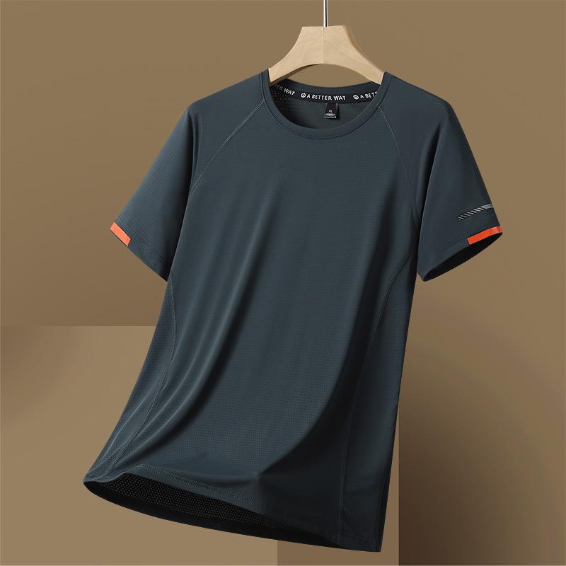 T-shirt Sportiva da Uomo a Maniche Corte Traspirante in Seta di Ghiaccio ad Asciugatura Rapida