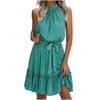Fashion Women Floral  Printed  Strapless Ruffle Bandage Casual  Dress