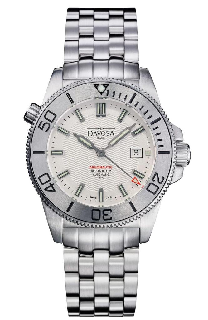Davosa Argonautic Lumis Automatisk Datum 30 ATM Vattentålig Schweizisk Tillverkad Klocka, Visning, Motståndskraft, Silver, 161.529.01, Herr