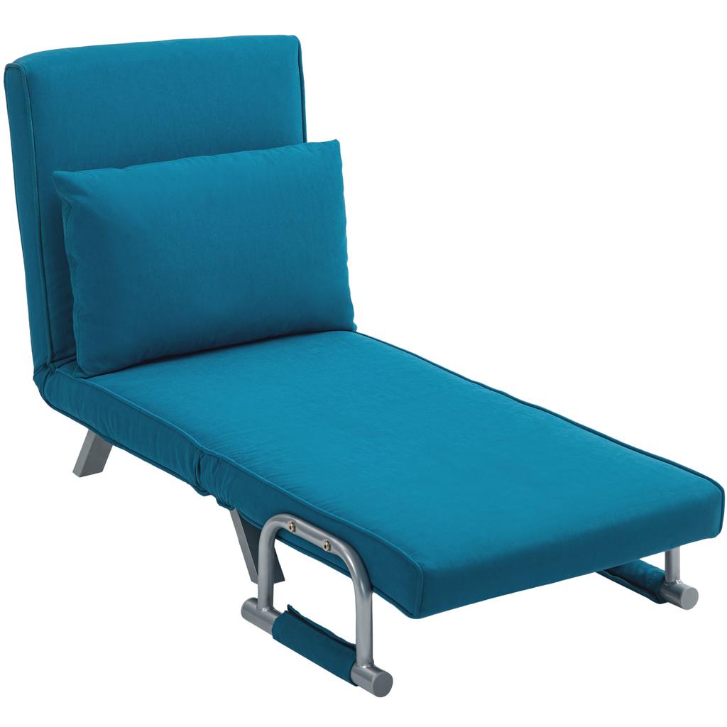 4-in-1 Faux Suede Chair Bed - Blue