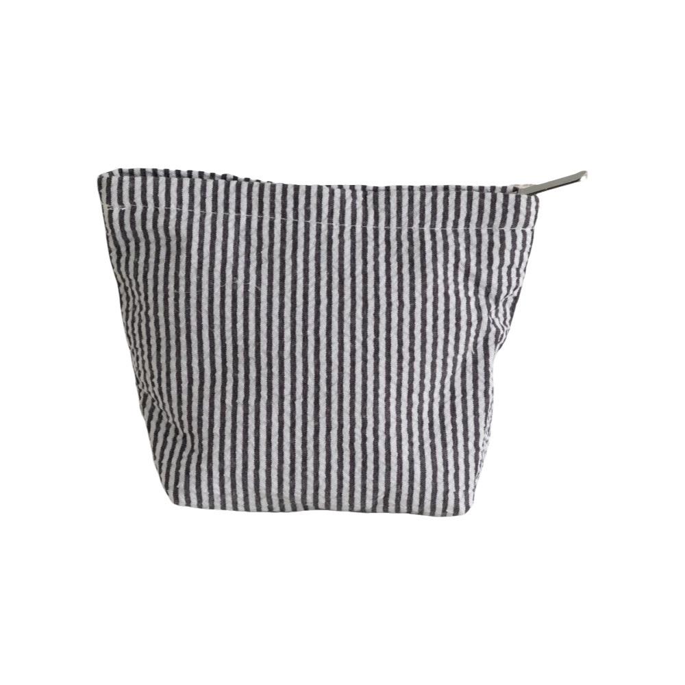 

Handheld Makeup Bag Korean Style Pencil Pouch Minimalist Striped Cosmetic Bag Daily Use чёрный