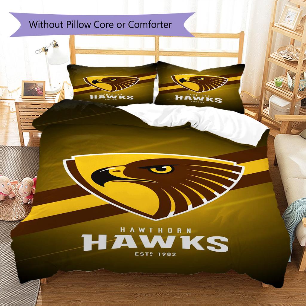 Hawthorn Hawks Muster Bettwäsche Set Bettbezug Kissenbezug Heimdekoration Geschenk (1 Bettbezug + 2 Kissenbezüge, ohne Füllung)